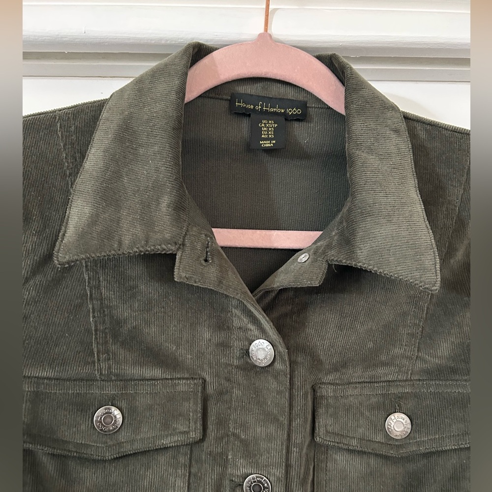 House of Harlow 1960 Olive Suede Belted Trench Coat - Picture 2 of 4